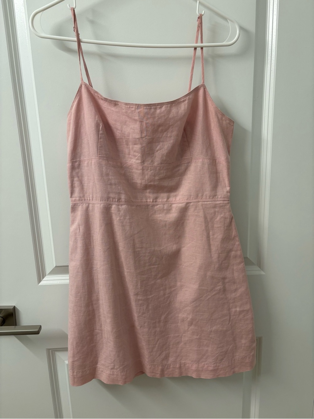 Sunday Best Light Pink Linen Slip Dress with Spaghetti Straps